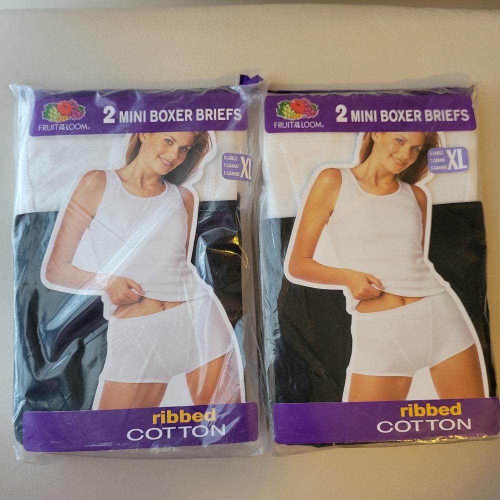 Fruit of the Loom White Ribbed Cotton Mini Boxer Briefs XL ~ NWT Vintage 2002!